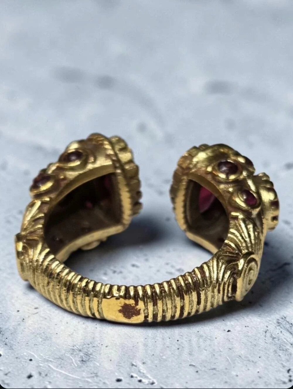 Ottoman Empire Byzantine Gold Plated Ornate Ruby Ring